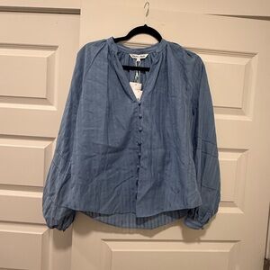 Veronica Beard Blue Button-Down Blouse